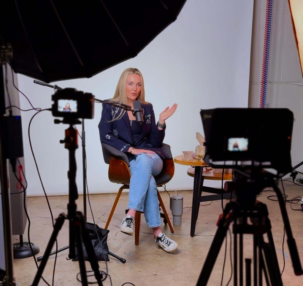 Local Napa business owner recording a podcast at Action House Napa